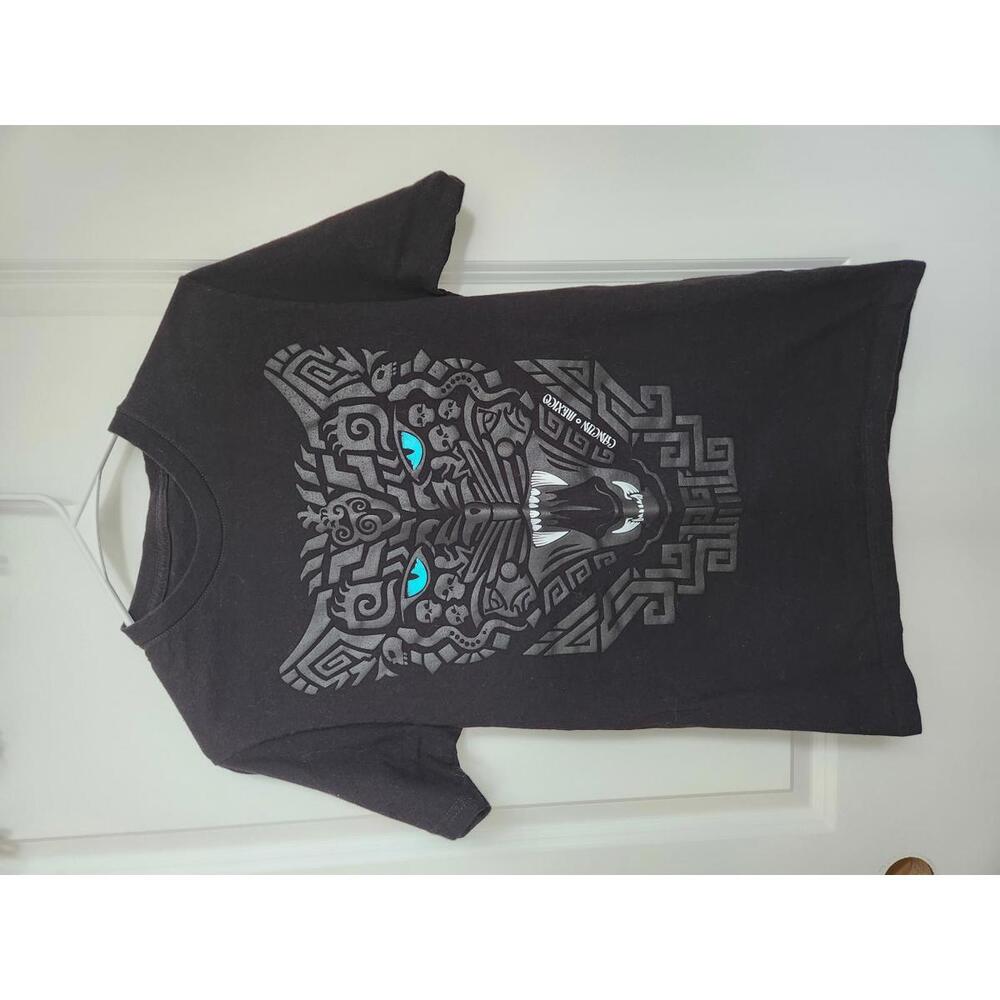 Black Graphic Short Sleeve T-Shirt with Panther Design